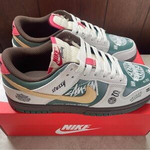 Nike SB Dunk Low Green White Pink Sneakers